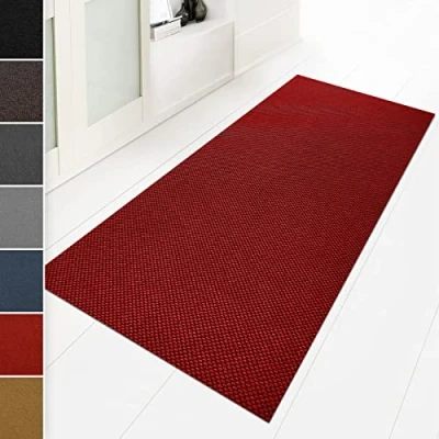 Afbeelding van Floordirekt schoonloopmat, 120 x 200 cm, rood, ook ideaal als vuilvangmat op maat, tapijt voor hal en keukentapijt, wasbaar, antislip, per meter (Hong Kong)
