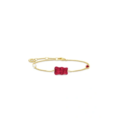 Afbeelding van Thomas Sabo A2151 430 10 L19V Armband 925 zilver Dames Goldbär rood 16 19cm