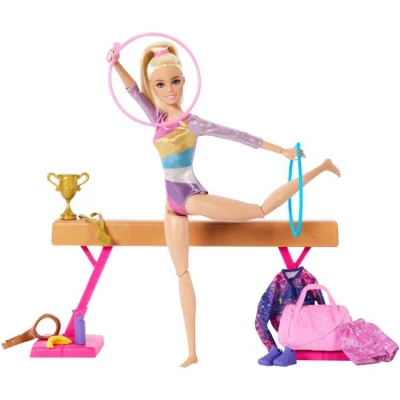 Afbeelding van Mattel Turnen speelset met blonde modepop en evenwichtsba