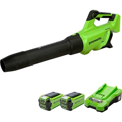 Afbeelding van Greenworks GD40ABK2X Accu Axiaal Bladblazer met Borstelloze Motor, 210 km/u, 15,6 m3/min, Twee 40V 2Ah Accu’s &amp; Lader