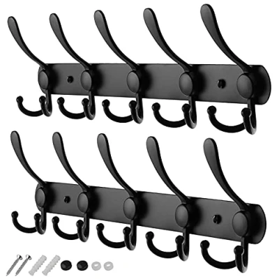 Afbeelding van GlazieVault kapstokhaken voor aan de muur roestvrijstalen kapstokken (2 stuks) Heavy Duty wandmontage premium ontwerp roestvrije kleerhanger wandhaken badjas en kleding