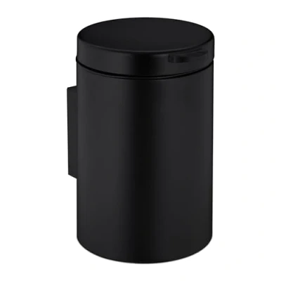 Afbeelding van Relaxdays badkamer prullenbak zwart hangend 5 l softclose wc afvalemmer rond