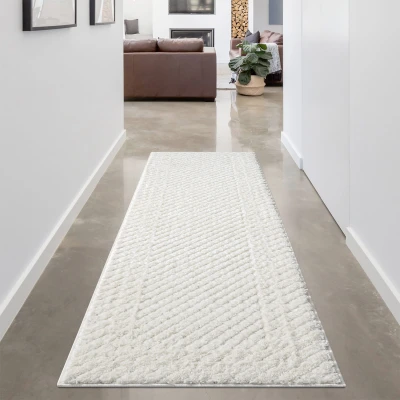 Afbeelding van Vloerkleed Focus Uni Hoogpolig Fluffy Scandinavisch Creme Rechthoek Polypropyleen 80x300 cm