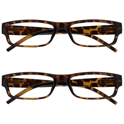 Afbeelding van Leesbril Bruine Schildpad Lichtgewicht Comfortabel Lezers Waarde 2 Stuks Mannen Vrouwen RR32 +2,50
