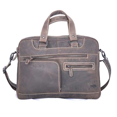 Afbeelding van Laptoptas Messenger Bag 15.6 inch Buffelleer Leer Donkerbruin Arrigo Tas