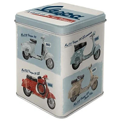 Afbeelding van Nostalgic Art Vespa / Model Chart 3D Design Metalen Theedoosje