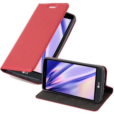 Afbeelding van Cadorabo Hoesje geschikt voor LG G3 STYLUS in APPEL ROOD Beschermhoes met magnetische sluiting, standfunctie en kaartvakje Book Case Cover Etui