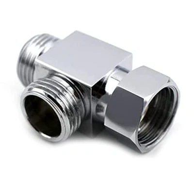 Afbeelding van 1 Stukken T Type Adapter, Shower Three Way Diverter Valve, Hose Tee Connector, voor Keukendouches, Handdouches, Algemene Reserveonderdelen Gepolijst Chroom(Zilver)