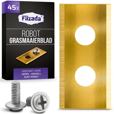 Afbeelding van Filzada® 45x titanium vervangende messen geschikt voor alle Worx Landroid robotmaaiers ultrascherpe compatibel incl. 45 schroeven ook LandXcape, Zoef Robot en Einhell