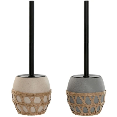 Afbeelding van Toiletborstel Home ESPRIT Zwart Grijs Crème Vezel Dolomite 11 x 38 cm (2 Stuks)