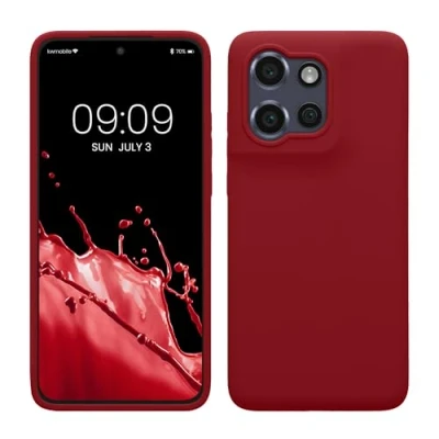 Afbeelding van kwmobile telefoonhoesje geschikt voor Motorola Edge 50 Neo / ThinkPhone 25 Hoesje met siliconen coating Smartphone case in rabarber rood
