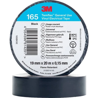Afbeelding van 3M Temflex 165 isolatietape 19mm 20 meter Zwart
