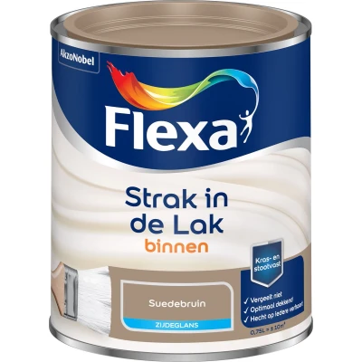 Afbeelding van flexa strak in de lak binnenlak zijdeglans suedebruin 0.75 ltr