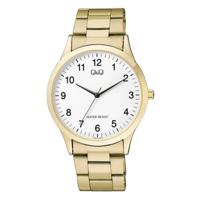 Afbeelding van Q&amp;Q model c08a 005py Herenhorloge goudkleurig s bar waterdicht duidelijke wijzerplaat