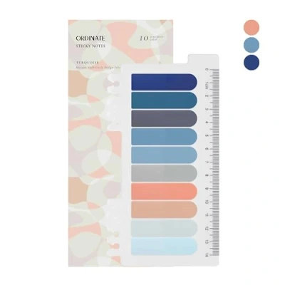 Afbeelding van Ordinate 200 stuks plakstrips, transparante zelfklevende notities, sticky notes, index tabs, beschrijfbare plakmarkers, pastel, stationaire benodigdheden, boekenaccessoires (G Turquoise halve cirkel)