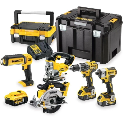 Afbeelding van DeWalt DCK551P3T QW 18V XR 5 delige Combiset DCD796 + DCF887 DCS391 DCS331 DCL050 3x 5.0Ah accu en lader 2 x TSTAK