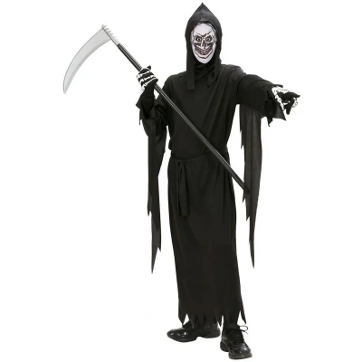 Afbeelding van W WIDMANN MILANO Party Fashion Kinderkostuum Magere Mann, zwart gewaad, Grim Reaper, carnavalskostuums, Halloween