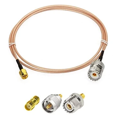 Afbeelding van Superbat Coaxkabel, 50 ohm, verlengkabel, SMA stekker naar UHF bus, coax RG316, RF kabel, 15 cm met connectorset, 3 stuks voor USB dongle, draadloos LAN apparaat, wifi enz.