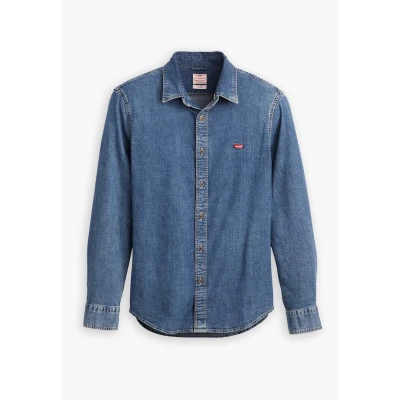 Afbeelding van Levi&#039;s heren LS Battery slim fit overhemd van chambray met logo in de kleur Indigo, maat: XS