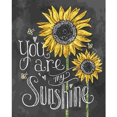 Afbeelding van Awesocrafts Paint by Numbers Kits, Zonnebloemen Bijen Citaten You are My Sunshine Number Painting voor volwassenen en kinderen 16x20 inch ingelijst of niet (Zonnebloem, geen frame)
