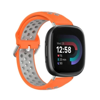 Afbeelding van Fitbit Versa 3 &amp; 4 / Sense 1 2 Sport editie Large Oranje + grijs