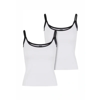 Afbeelding van Urban Classics Ladies Contrast Basic Top 2er Pack wit zwart L Dames