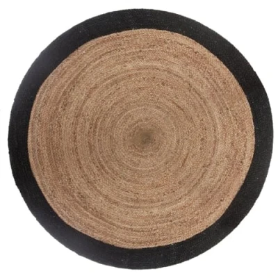 Afbeelding van Atmosphera Jute vloerkleed rond met naturel zwarte rand diameter 120 cm