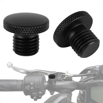 Afbeelding van Evermotor Een paar, M8 M10, CNC, aluminium anodische oxidatie motorfietsspiegel, blindstoppen, schroeven, schroefdraad, bekledingsschroeven: 10 mm, 1 x met de klok mee+ tegen in