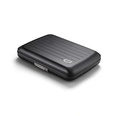 Afbeelding van OGON Smart Case V2 aluminium portemonnee, metalen sluiting, eenvoudige opslag, RFID kaarthouder, capaciteit tot 10 kaarten en bankbiljetten, Mat zwart schilderij, Taille unique, Minimalistisch