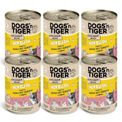 Afbeelding van Dogs&#039;n Tiger Kattenvoer met kip en pompoen, zonder granen, toegevoegde suiker, kunstmatige kleurstoffen, aroma conserveringsmiddelen, optimale verdraagbaarheid, 400 g (verpakking van 6 stuks)