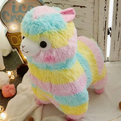 Afbeelding van Xiaohong Zacht lama knuffeldier speelgoed Rainbow Llamacorn alpaca pluche dieren speelgoed, schattige pop, regenboog kussens, gevulde lama, groot schattig verjaardagscadeau (35 cm)