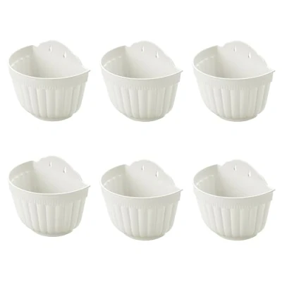 Afbeelding van ORIMERC 6 stuks 25 cm verticale wandbloemen om op te hangen voor tuin, woonkamer, raam, binnen, buiten, keuken, kruiden, balkon, leuning, plank, hek, roosterdecoratie, wit