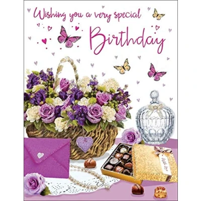 Afbeelding van Piccadilly Greetings Verjaardagskaart Vrouwelijk 8 x 6 inch Regal Publishing, groenrozebruinwitrood