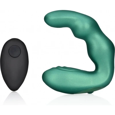 Afbeelding van Bent Vibrating Prostate Massager with Remote Control Metallic Green