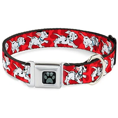 Afbeelding van Buckle Down Gesp Hondenhalsband Dalmatians Running/Paws rood/wit/zwart 1&quot; breed tot 38 66 cm hals groot