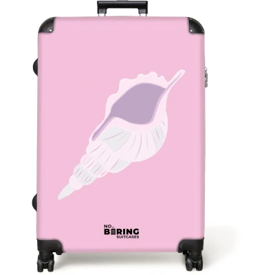 Afbeelding van NoBoringSuitcases.com® Koffer groot Reiskoffer lichtgewicht Roze met paarse schelp Rolkoffer 4 wielen Grote trolley XL 98 liter bagage