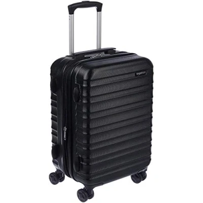 Afbeelding van Amazon Basics Hardside koffer, handbagage, hard shell, ABS, kan mee aan boord, met 4 wieltjes, geschikt voor de meeste luchtvaartmaatschappijen, 55 cm, zwart