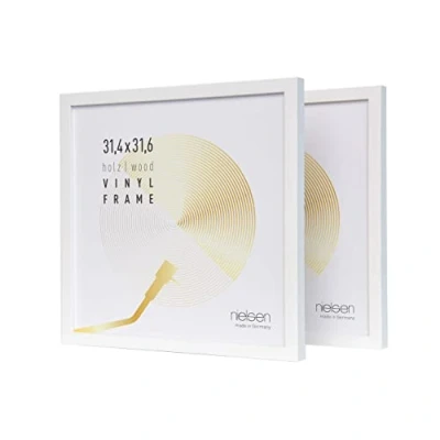 Afbeelding van nielsen SET van 2 houten platenframes, dubbele LP frames Vinyl, 31,4x31,6 cm, Dekkend wit, Langspeelplaat frame