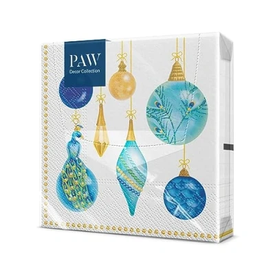 Afbeelding van PAW Papieren Servetten 3 laags (33 x 33 cm) 20 Stuks Gedrukt met Inkt op Waterbasis Creëer de Kerstsfeer Voor een Vrolijke Kerst en Winter Wonderland Kerstfeest Kleur: Peacock Collection