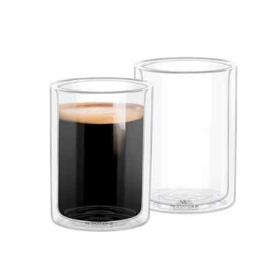 Afbeelding van Wilmax Thermoglazen, 400 ml, set van 2, dubbelwandige glazen voor water, thee, koffie, cocktails, theeglazen en koffieglazen, warme koude dranken, waterglazen, vaatwasmachinebestendig
