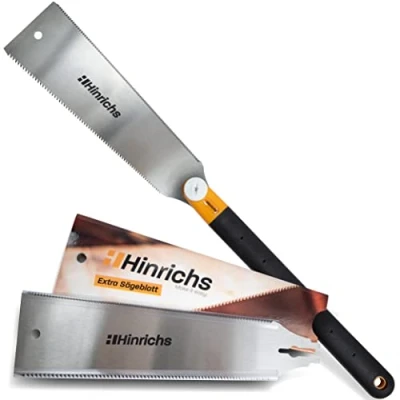 Afbeelding van Hinrichs Ryoba Japanse zaag, 25 cm, zaag van koolstofstaal, dubbelzijdige hout en kunststof, trekzaag, fijne hout, incl. wisselzaagblad