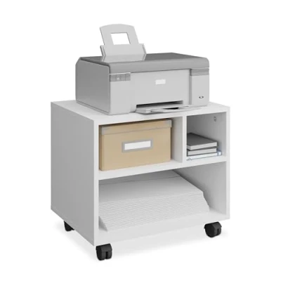 Afbeelding van Relaxdays bureaukast op wielen 3 vakken 35,5 x 40 30 cm printertafel halfhoog