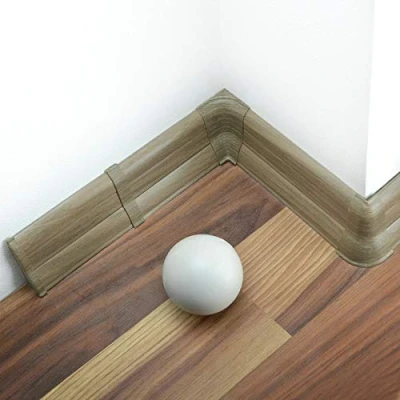Afbeelding van [DQ PP] PVC binnenhoek voor plinten in laminaat look, 62 mm, grijze eik