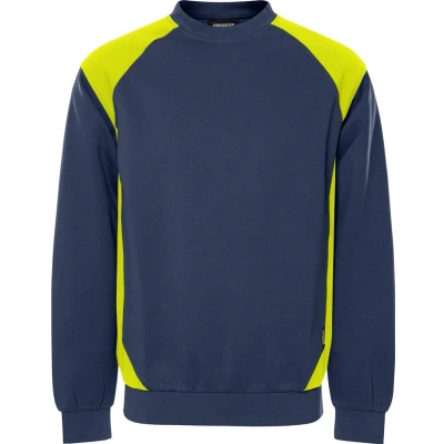 Afbeelding van Fristads Sweater 7148 GSM Marineblauw/hi vis geel maat XS