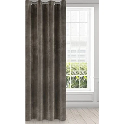 Afbeelding van Eurofirany RIA Verduisteringsgordijn, Ondoorzichtig, Satijnen Gordijn met Ogen 1 st. Extra Lang Gordijn, Dik, Elegant, Effen, Woonkamer, Slaapkamer, 140x250 cm, Grafietgrijs