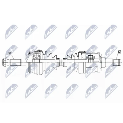 Afbeelding van NTY NPW TY 081 Aandrijfas Vooras, Vooras links, rechts 634mm TOYOTA: Hilux VII Pick up 2.5 D 4D, 4WD, 4D 4WD