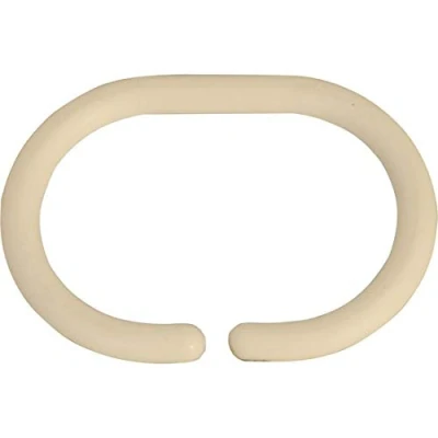 Afbeelding van MSV Douchegordijn ophang ringen kunststof beige 12x stuks 4 x 6 cm universeel model