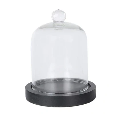 Afbeelding van Clayre &amp; Eef stolp Ø 10x14 cm Zwart Hout Glas Rond Glazen