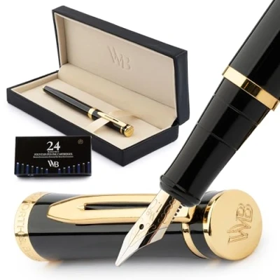 Afbeelding van Fountain Pen Set [Black Gold] Broad Nib Gift Box