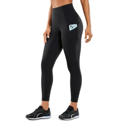 Afbeelding van CRZ Yoga Dames Naked Feeling Gym Leggings Squat Proof Hoge Taille Broek Boterachtig Zachte Ondoorzichtige Workout Sport Panty met Zakken 25 Inch zwart XL